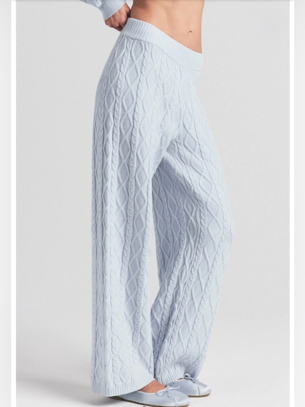 Skims Snow Bunny Cable Knit Straight Legs Pants